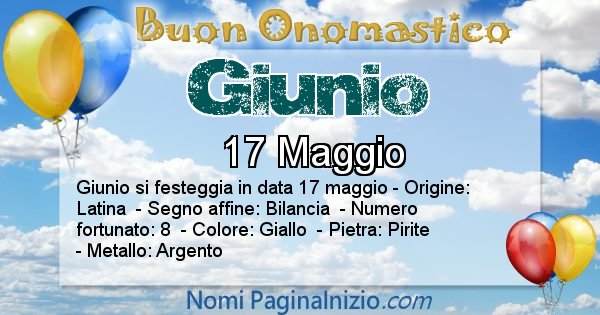 Giunio - Onomastico del nome Giunio