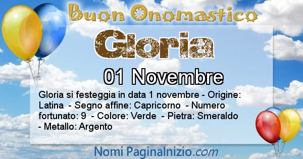 Gloria - Onomastico del nome Gloria