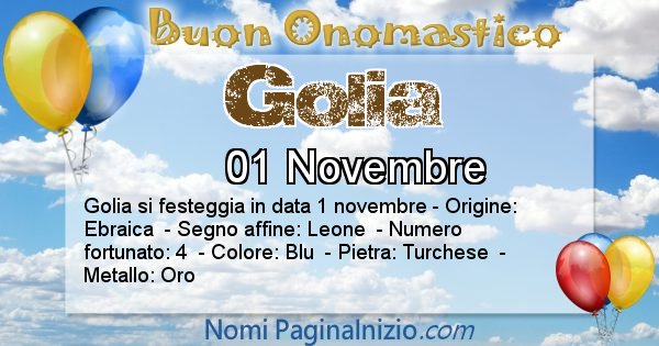 Golia - Onomastico del nome Golia