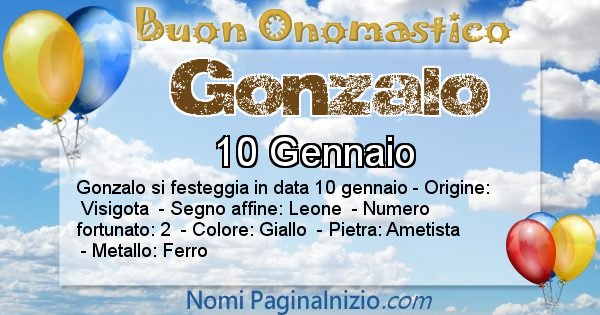 Gonzalo - Onomastico del nome Gonzalo