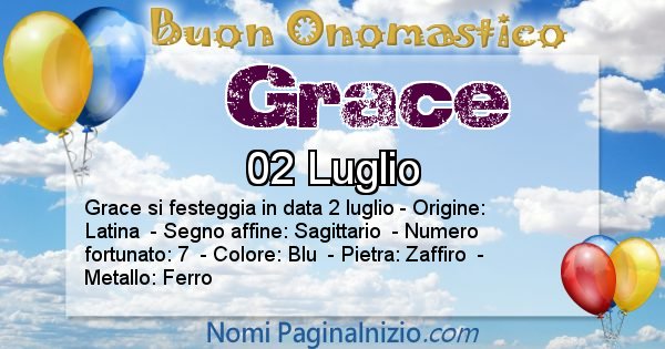 Grace - Onomastico del nome Grace