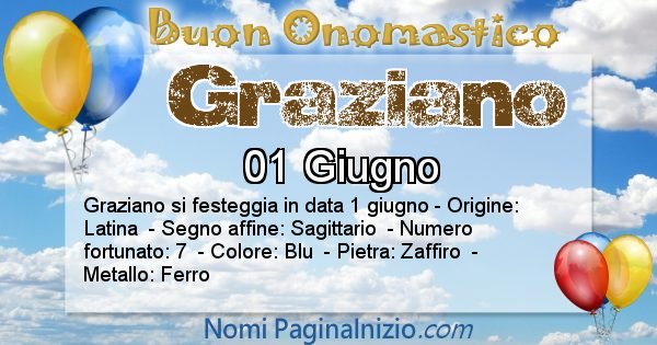 Graziano - Onomastico del nome Graziano