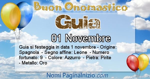 Guia - Onomastico del nome Guia