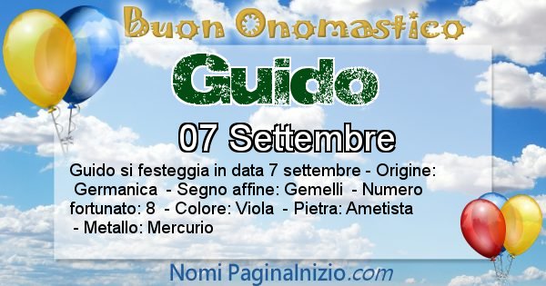 Guido - Onomastico del nome Guido