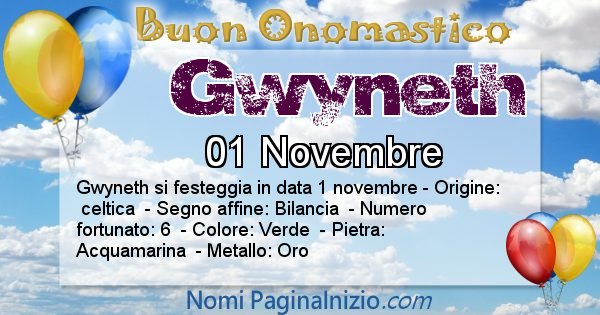 Gwyneth - Onomastico del nome Gwyneth