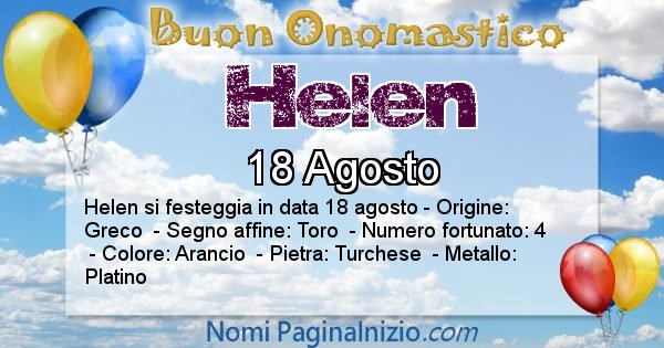 Helen - Onomastico del nome Helen