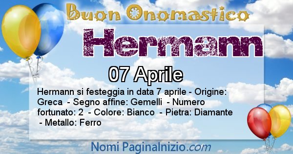 Hermann - Onomastico del nome Hermann