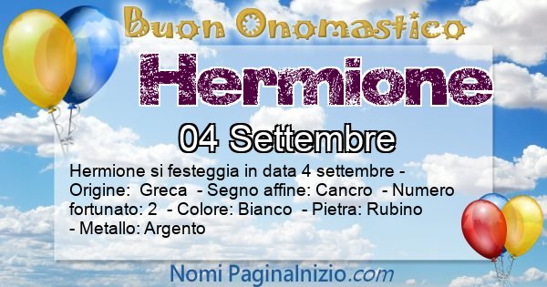 Hermione - Onomastico del nome Hermione