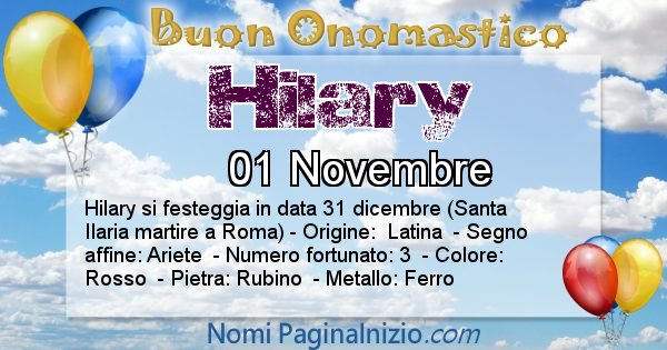 Hilary - Onomastico del nome Hilary