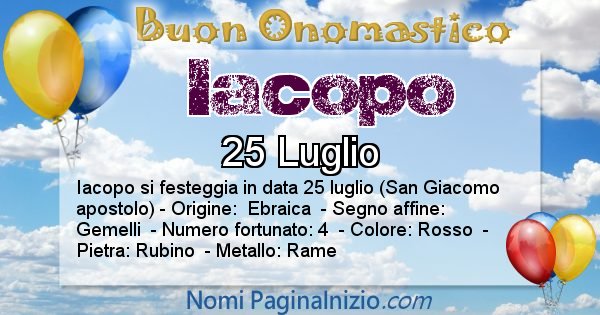 Iacopo - Onomastico del nome Iacopo