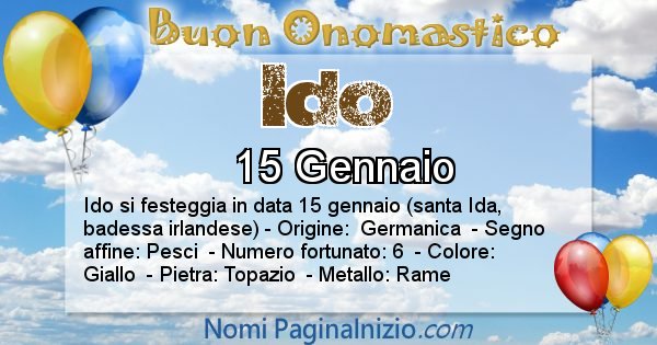 Ido - Onomastico del nome Ido