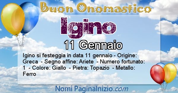 Igino - Onomastico del nome Igino