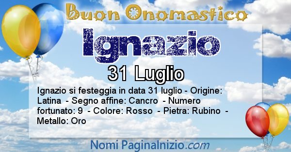 Ignazio - Onomastico del nome Ignazio