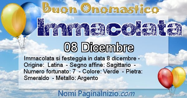 Immacolata - Onomastico del nome Immacolata