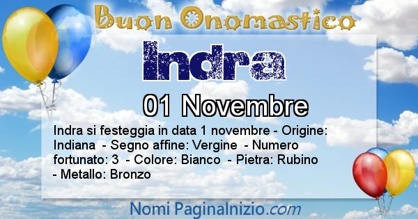 Indra - Onomastico del nome Indra