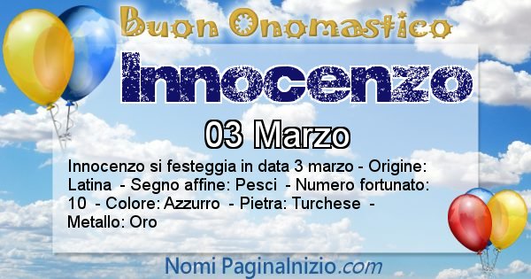 Innocenzo - Onomastico del nome Innocenzo