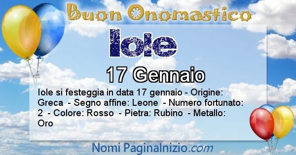 Iole - Onomastico del nome Iole