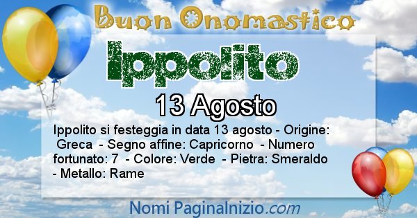 Ippolito - Onomastico del nome Ippolito