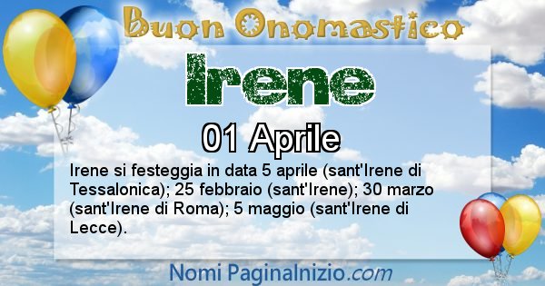 Irene - Onomastico del nome Irene