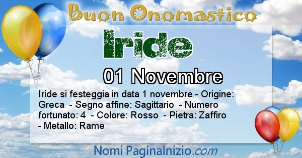 Iride - Onomastico del nome Iride