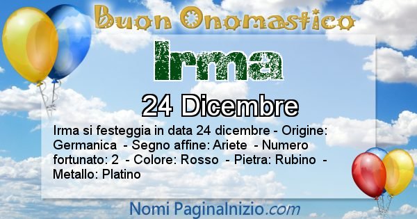 Irma - Onomastico del nome Irma