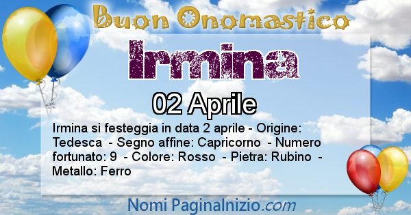 Irmina - Onomastico del nome Irmina