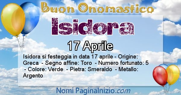 Isidora - Onomastico del nome Isidora