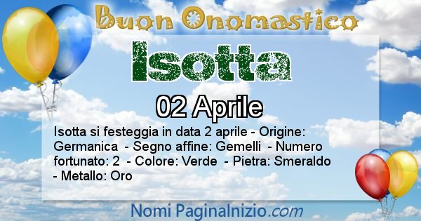 Isotta - Onomastico del nome Isotta