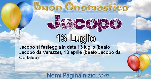 Jacopo - Onomastico del nome Jacopo