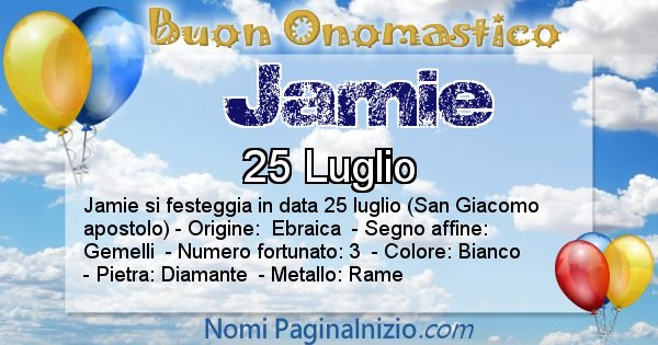 Jamie - Onomastico del nome Jamie