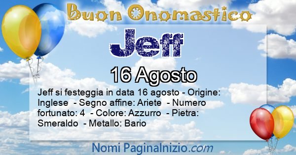 Jeff - Onomastico del nome Jeff