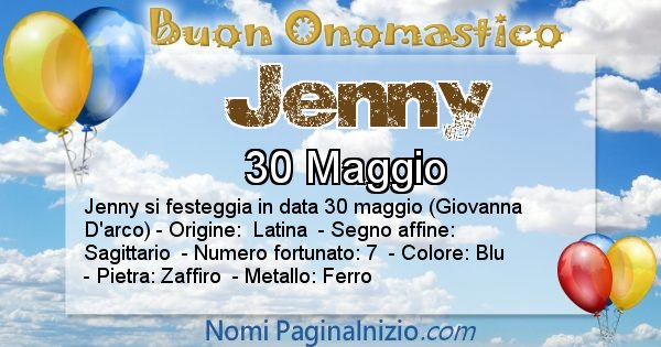 Jenny - Onomastico del nome Jenny