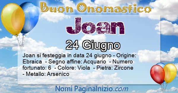 Joan - Onomastico del nome Joan