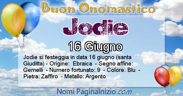 Jodie - Onomastico del nome Jodie