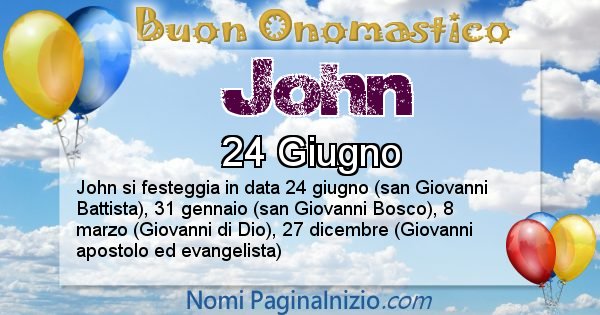 John - Onomastico del nome John