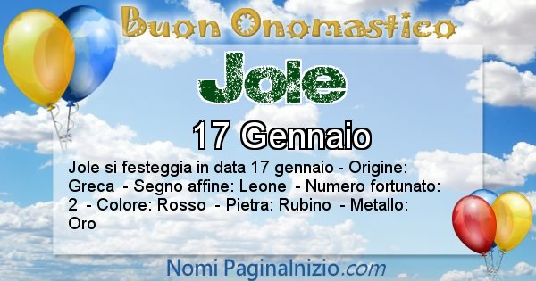 Jole - Onomastico del nome Jole