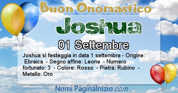 Joshua - Onomastico del nome Joshua