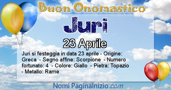 Juri - Onomastico del nome Juri