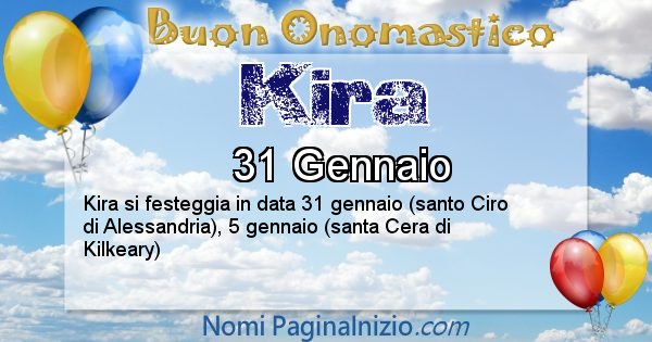 Kira - Onomastico del nome Kira