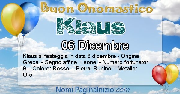 Klaus - Onomastico del nome Klaus