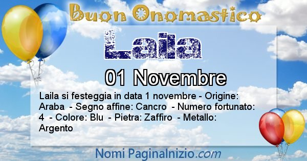 Laila - Onomastico del nome Laila