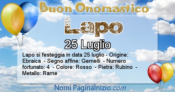 Lapo - Onomastico del nome Lapo