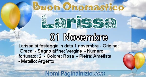 Larissa - Onomastico del nome Larissa