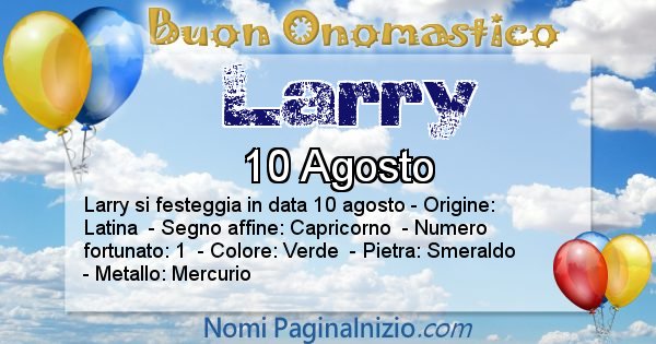 Larry - Onomastico del nome Larry