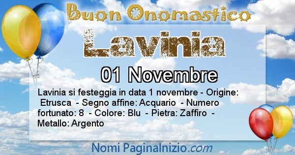 Lavinia - Onomastico del nome Lavinia