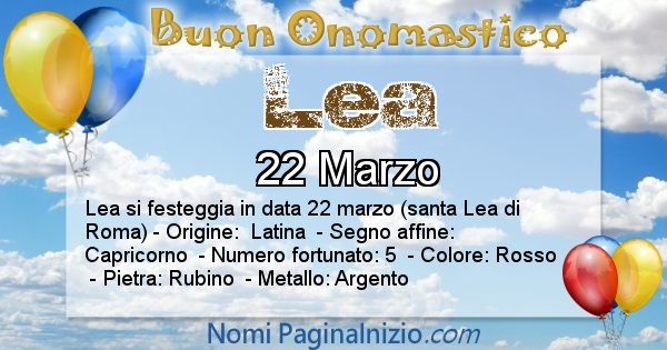 Lea - Onomastico del nome Lea