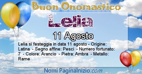 Lelia - Onomastico del nome Lelia