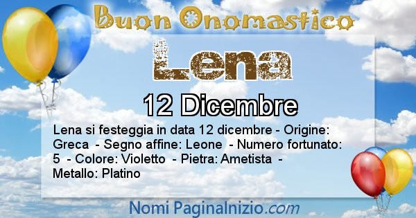 Lena - Onomastico del nome Lena