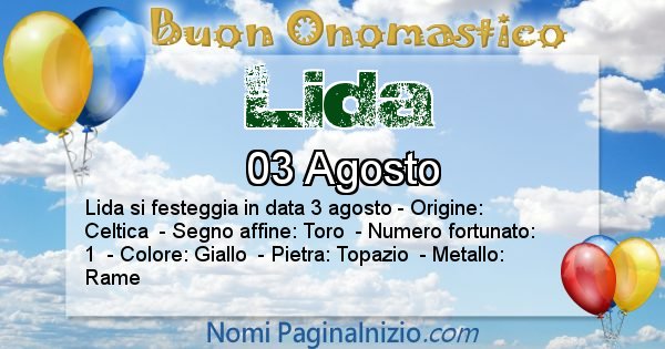 Lida - Onomastico del nome Lida