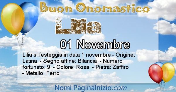 Lilia - Onomastico del nome Lilia